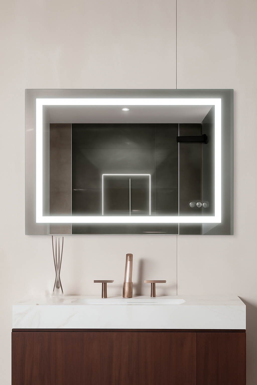 Bathroom Mirror with Wall-Mount & Led