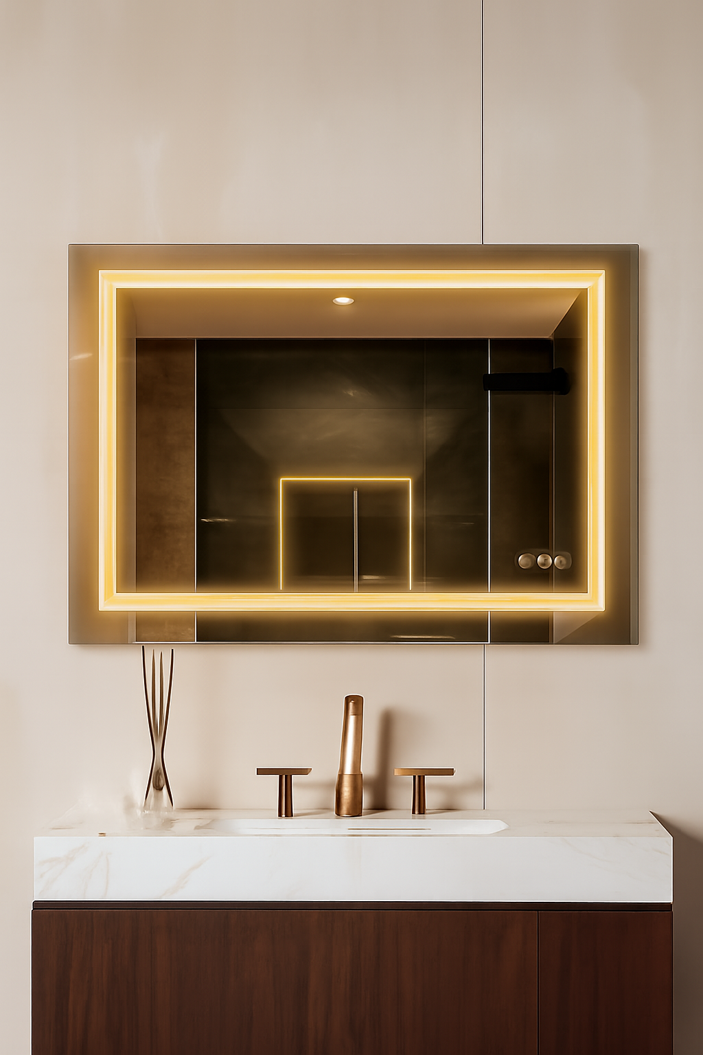Bathroom Mirror with Wall-Mount & Led